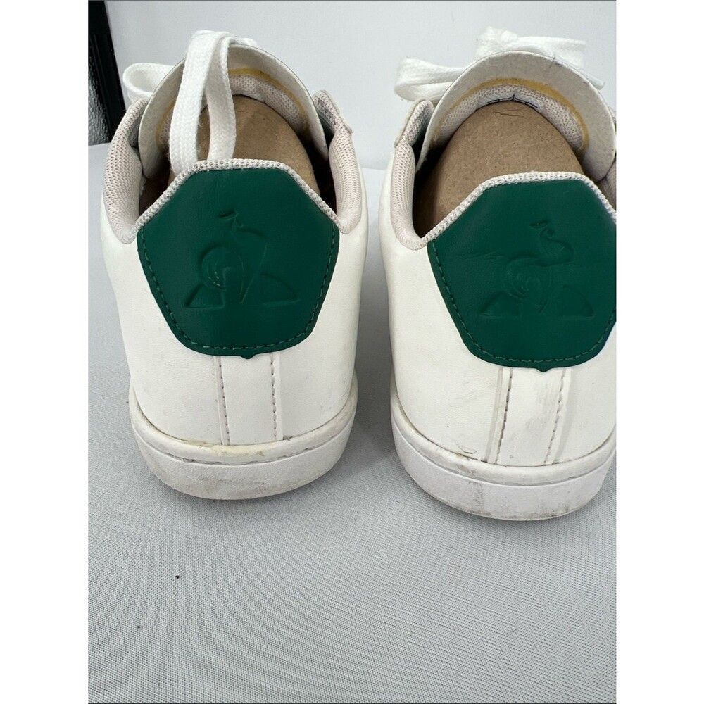 Le Coq Sportif White Sneakers with Green Heel Tab and Tricolor Lace Detail - Picture 5 of 9